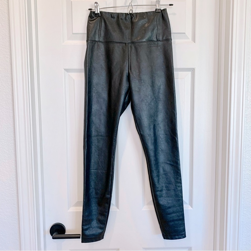 Black Vegan Leather High-Waisted Leggings Skinny Pants